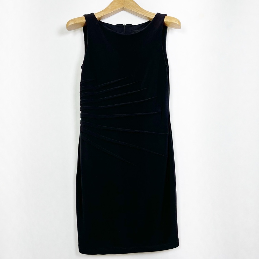 Vintage‎ Frank Lyman Black Pleated Sheath Dress Knee-Length Classic Size 8 🇨🇦